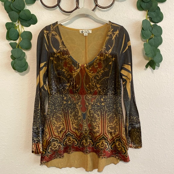 American Vintage Tops - Vintage Y2K Boho Fairy Velvet Grunge Top✨